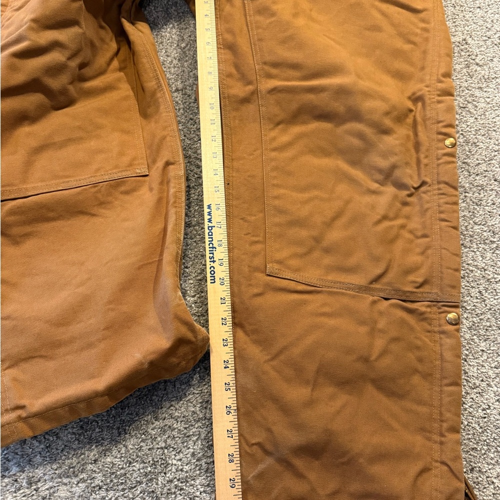 Carhartt Quilted Lined Duck Bib Overalls Mens 50x32 Zip To Thigh R41 BRN * - Picture 6 of 10
